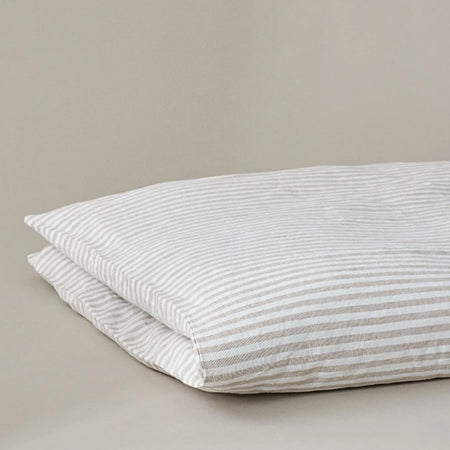 Beige and White Stripe Linen Duvet Cover