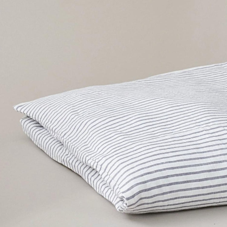 Grey and White Stripe Linen Duvet Cover, Ethically Made