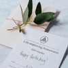 Beautiful Stylish Gift Voucher On Sustainable Paper With Pink Envelope and Eucalyptus