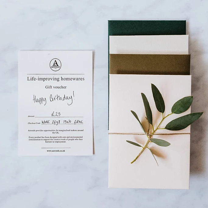 Aerende Letterpressed Gift Voucher With Glue Free Envelopes in Four Colours