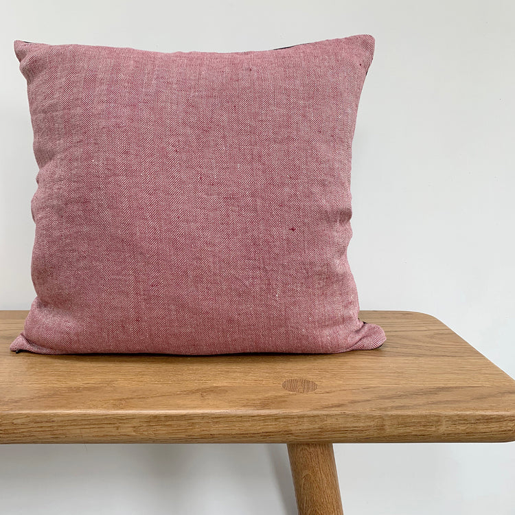 Organic Cotton and Linen Two-tone Cushion, Pink