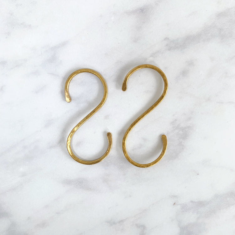 Hand-hammered Brass Hooks (set of two)