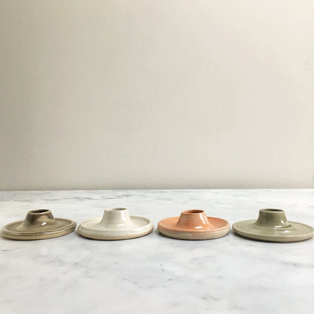 Ceramic Candle Holder, Pink / Grey / Opal / Pale Olive