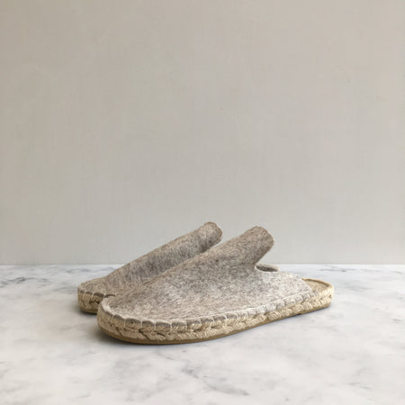 Wool Felt Espadrille Slippers, Cream