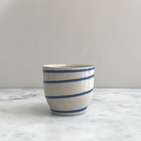 Cream & Blue Stripe Beaker