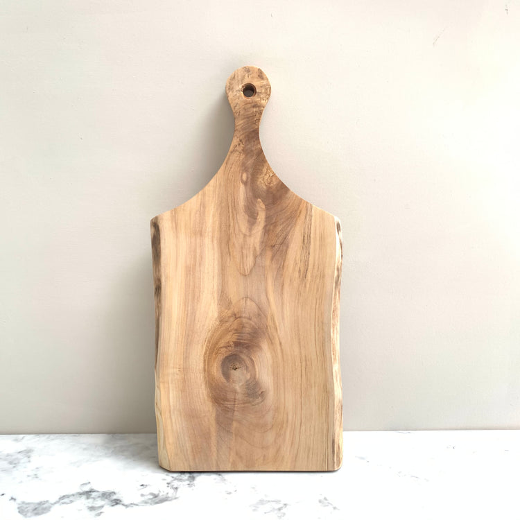 Sycamore wood rustic edge chopping board with handle